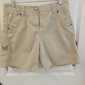 Ann Taylor Women's Khaki Safari-style Shorts with Flat Front Design | Size 6